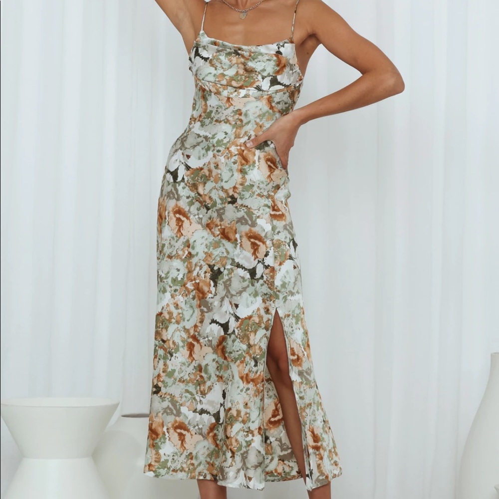 Hello Molly dawn talks midi dress sage